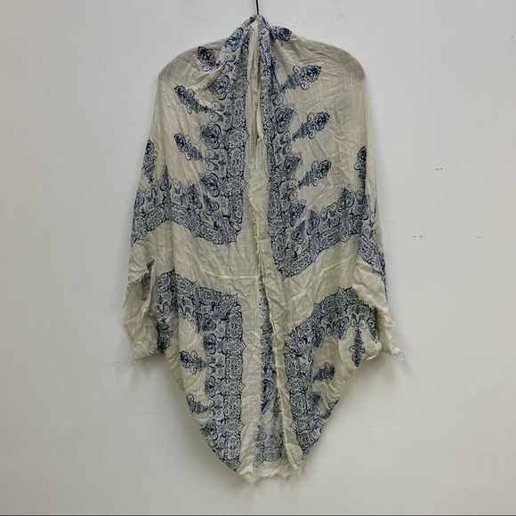 Blue and Cream Viscose Beach Coverup - Picture 1 of 4